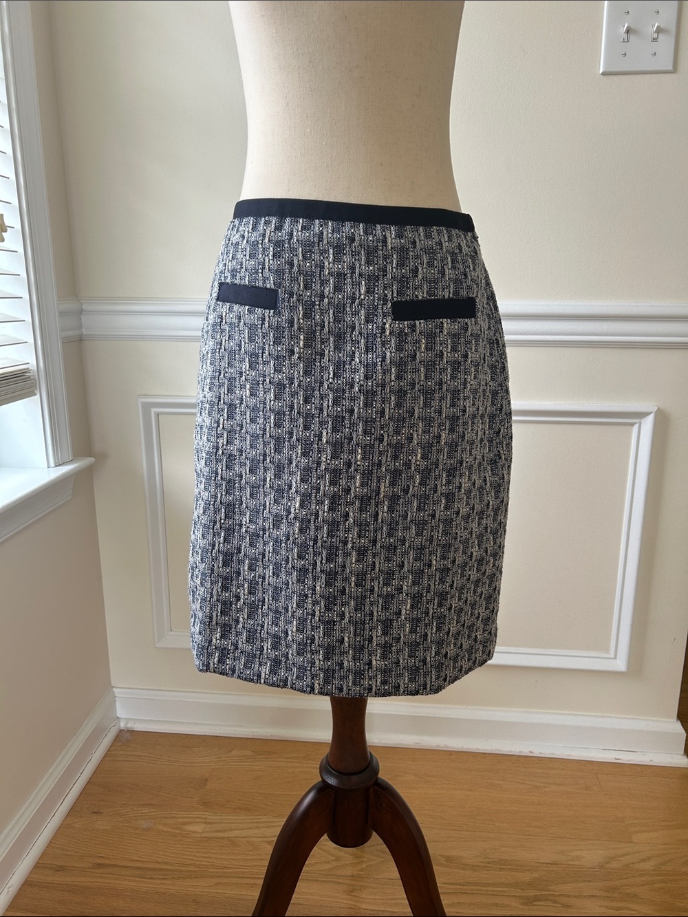 Talbots Black & White Tweed Pencil Skirt